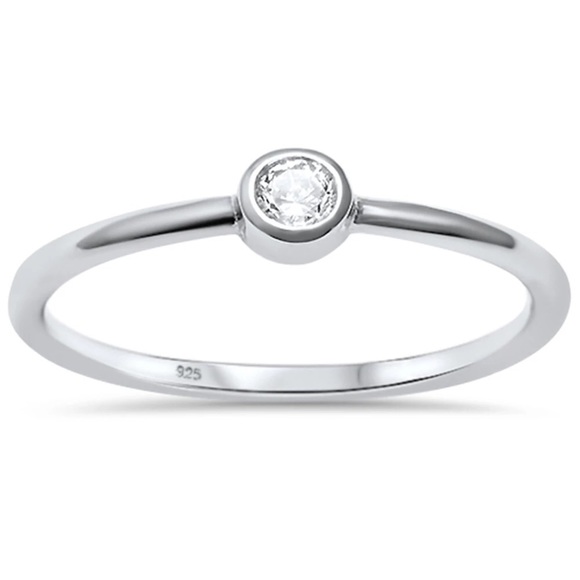 Boutique Jewelry - Simple .925 Sterling Silver CZ Stone Ring